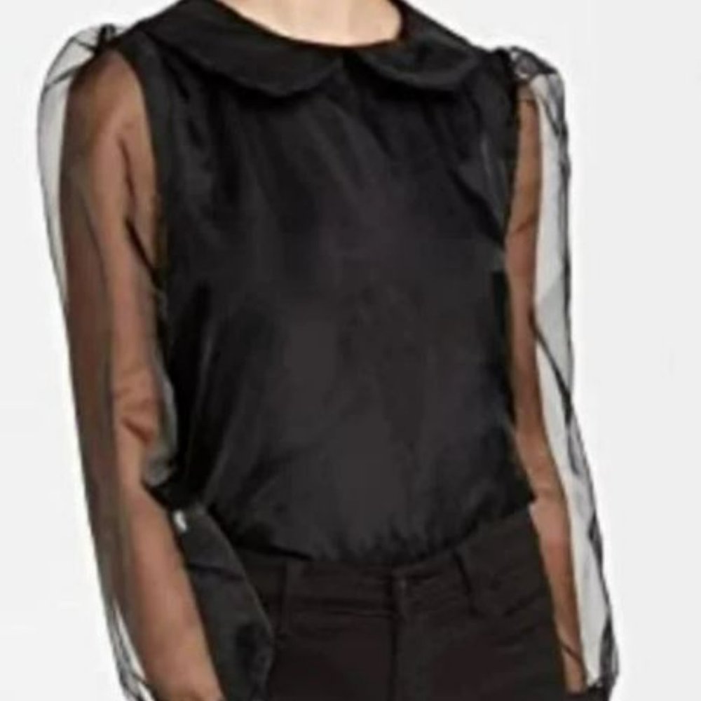 En Saison Organza Blouse With Peter Pan Collar Black Small